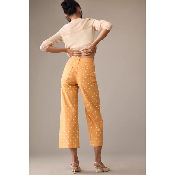 NWD Maeve The Colette Cropped Wide-Leg Pants Size 24 Tall Gold Polka Dot #7F408 - Picture 2 of 11